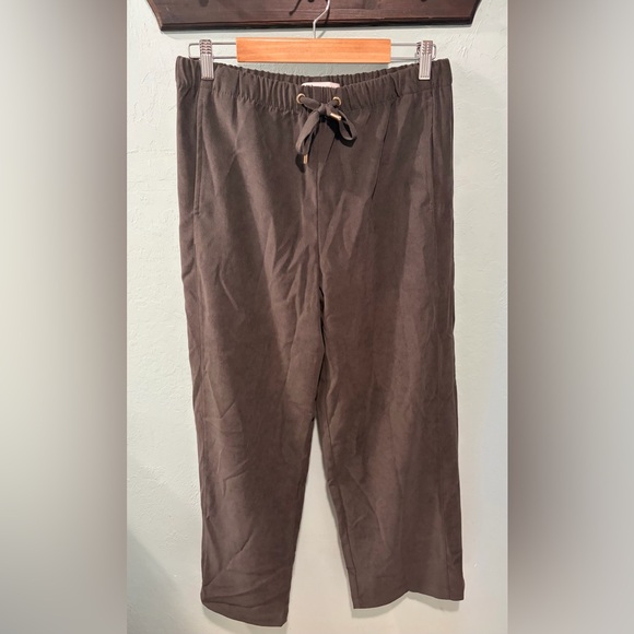 Zara Pants - Zara Womens Gray High Rise Casual Pants Sz L Knit Office Career Wide Leg Pull On